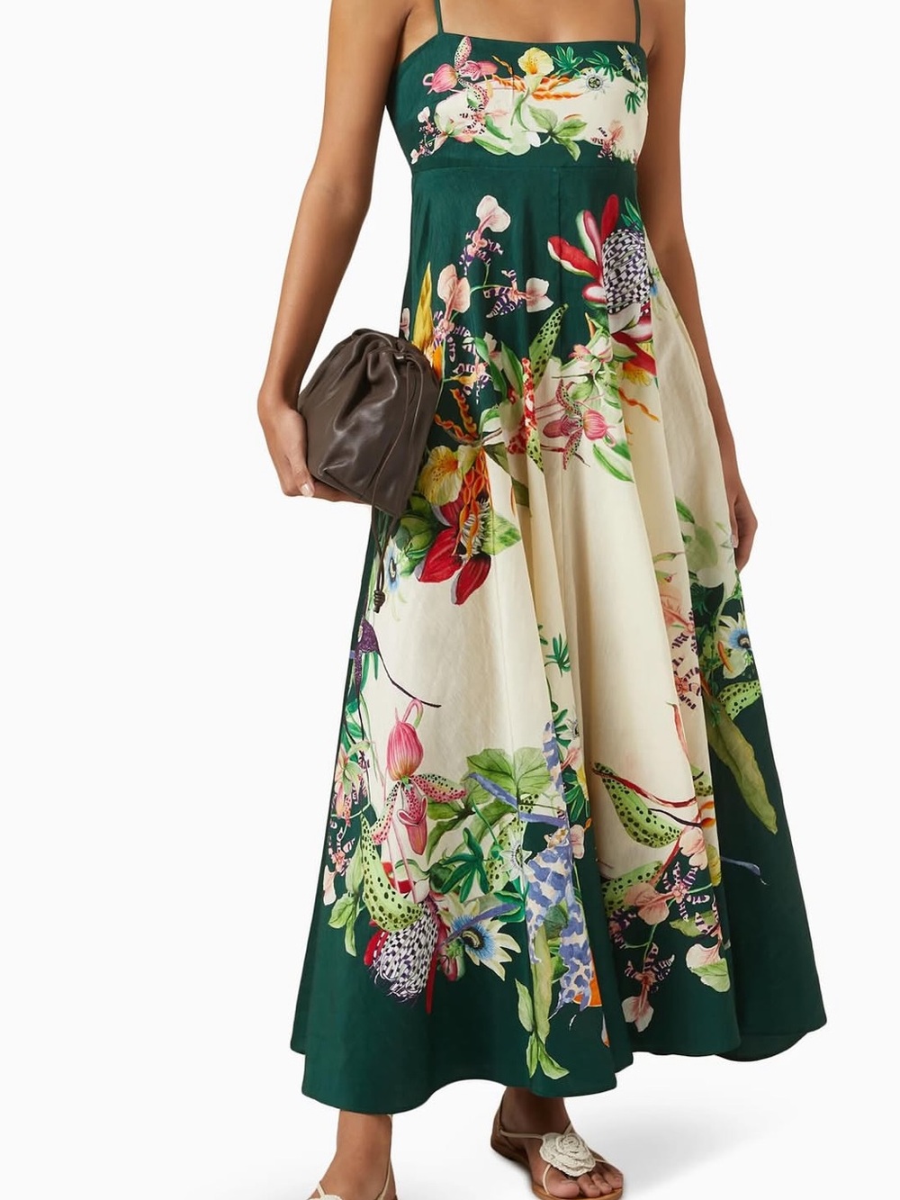 Alemais Green and Cream Botanical Panel Maxi Dress